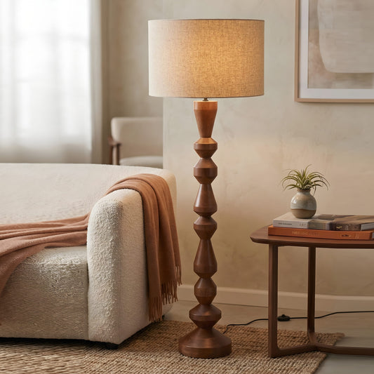 Amaya Geometric Wooden Floor Lamp