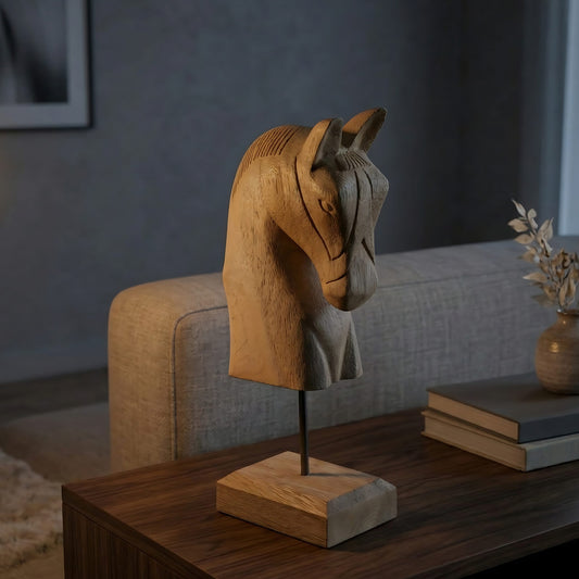 Stella Carved Wooden Horse Bust