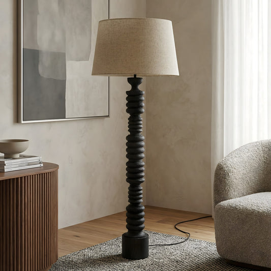 Torno Stacked Wooden Floor Lamp