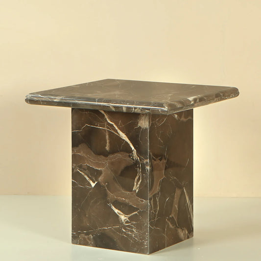 Bruno Brown Marble Plinth Table