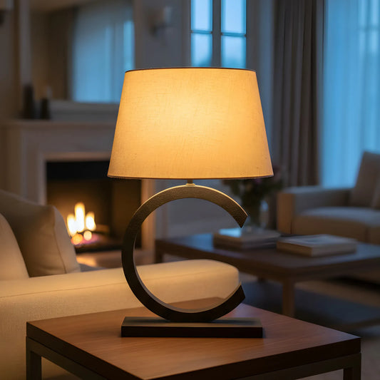 Cyria Sculptural Arc Wooden Lamp