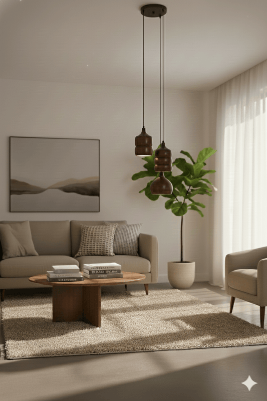 Solene Handcrafted Mango Wood Hanging Lamp