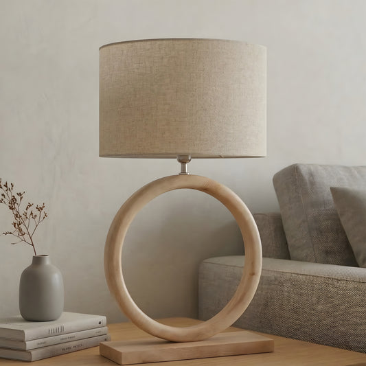 Marvella Open-Ring Black Wooden Lamp