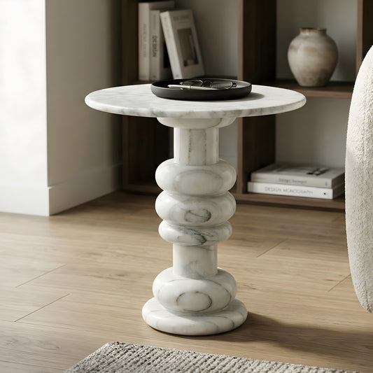 Noor Sculptural Marble Side Table