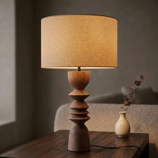 Elara Natural Geometric Wooden Lamp