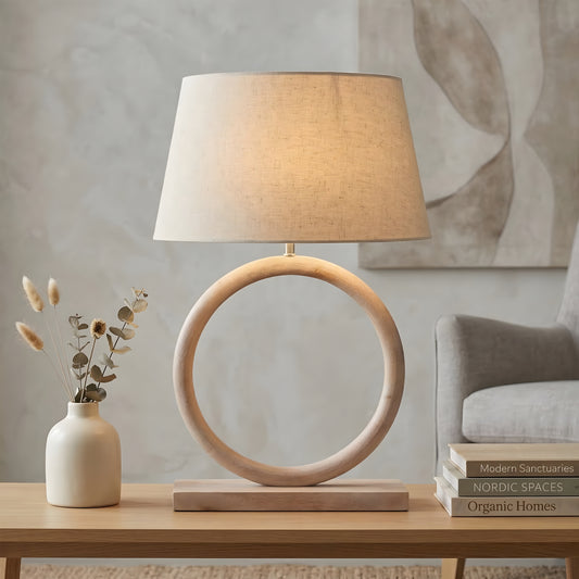 Marvella Open-Ring Black Wooden Lamp