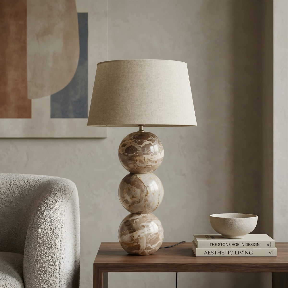 Soren Stacked marble lamp