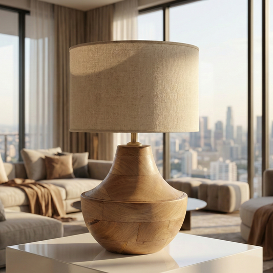 Kael Handcrafted Mango Wood Table Lamp