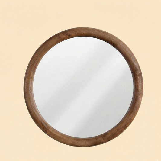 Reva Wooden Round Mirror