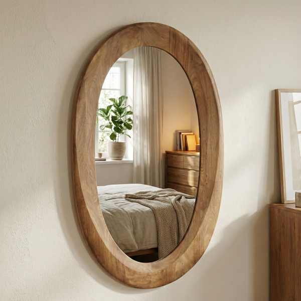 Aurelia Wooden Oval Mirror