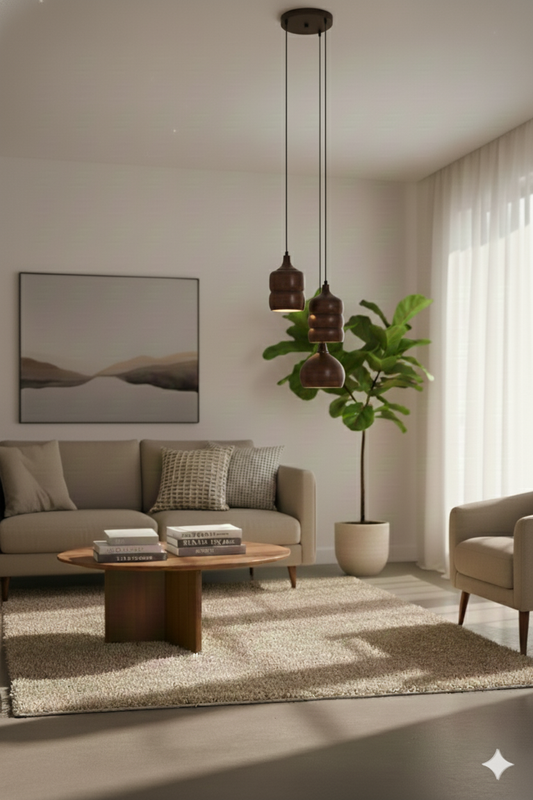 Solene Handcrafted Mango Wood Hanging Lamp