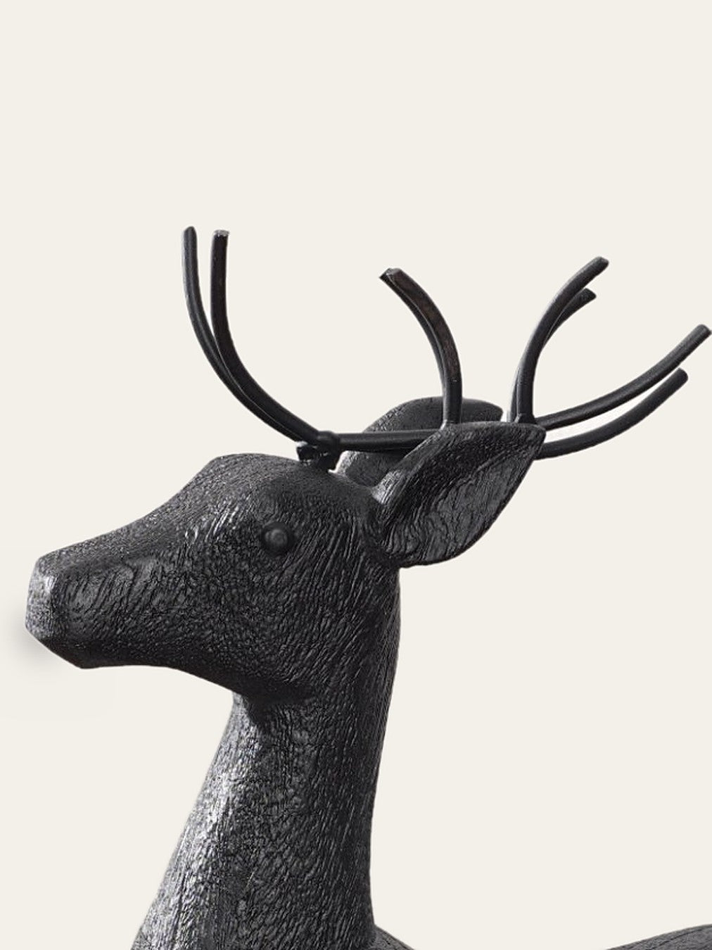Mela Resting Deer Sculpture: head and metal antlers, image 3